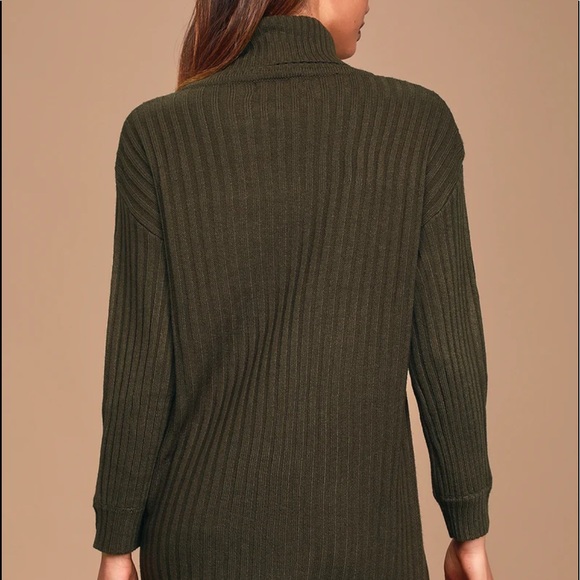 Bundled Up Babe Olive Green Ribbed Turtleneck Sweater Dress - Picture 6 of 9